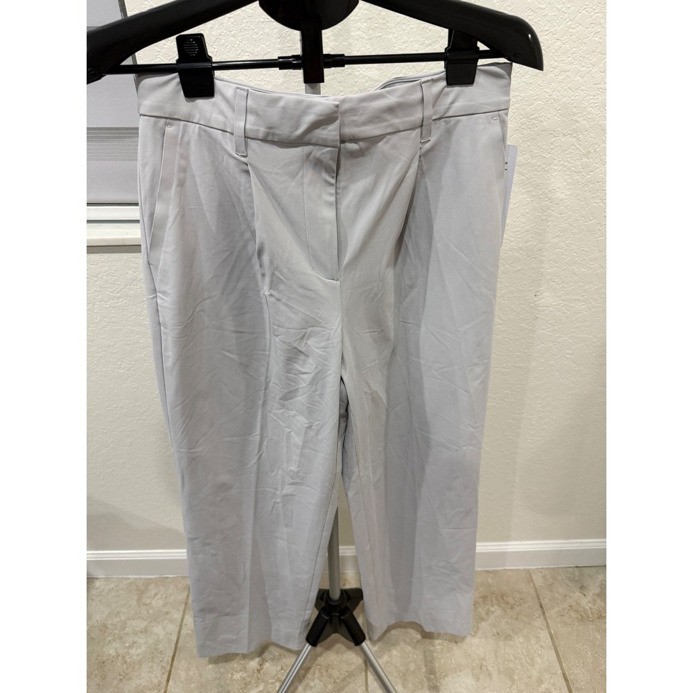 Rhone Commuter Pleated Trouser Grey Mist High Rise Stretch Pants 8 Flex Knit